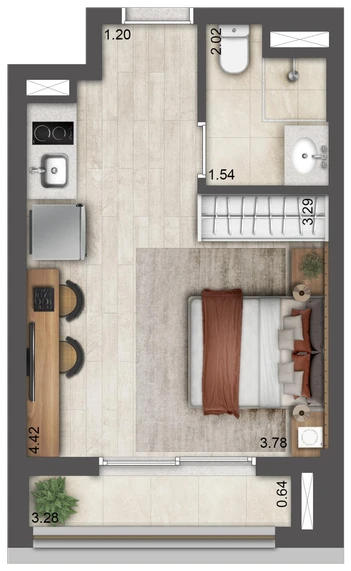 Planta 25m² — TOM Paraíso